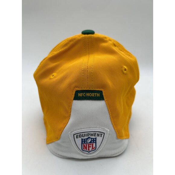 Green Bay Packers Hat OS NFL Reebok Equipment Yellow White Fitted Logo NFC North - Picture 6 of 9